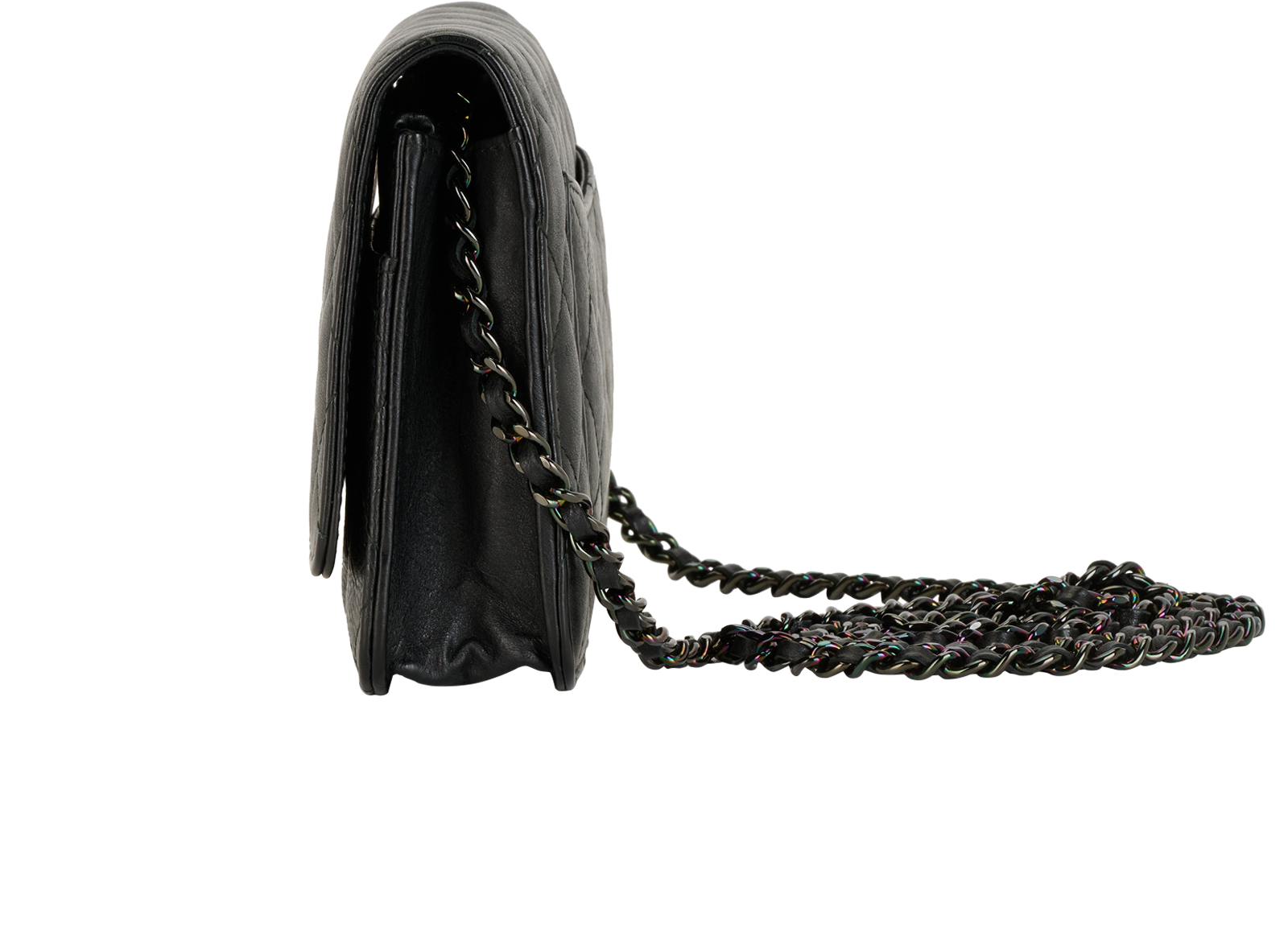 So Black Wallet On Chain, &pound;2,200, Handbags, Black, Lambskin Leather, Bottom view